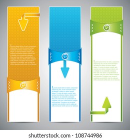 Three universal banner style web element with text