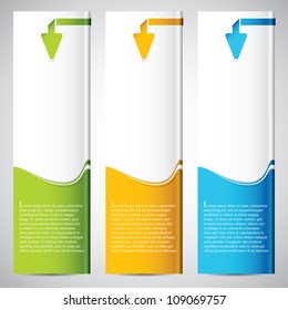 Three universal banner style web element with text