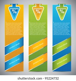 Three universal banner style web element with text