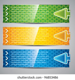 Three universal banner style web element with text