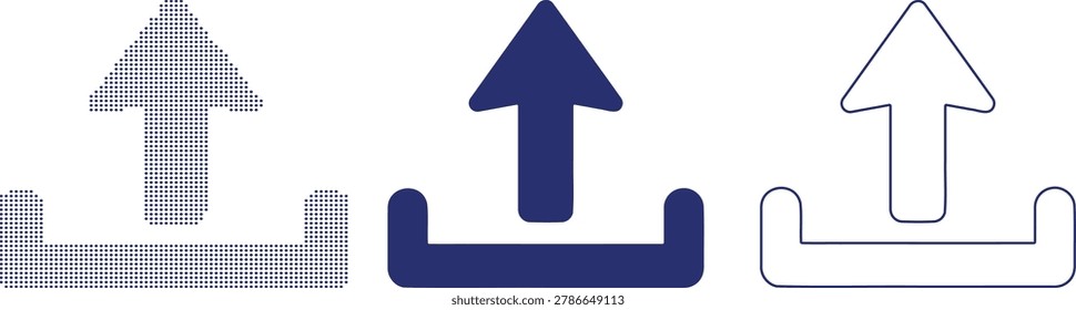 Three Upload Icons in Different Graphic Styles illustration recolor