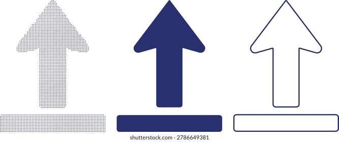 Three Upload Icons with Rectangular Base illustration recolor