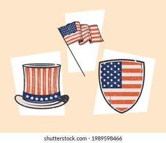 three usa country set icons