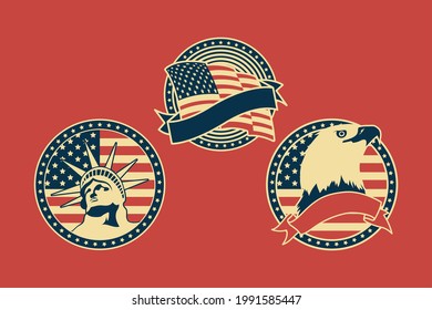 three Usa independence set badges