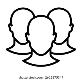 Three user icons forming a group. Editable stroke.