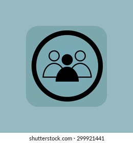 Three user icons, one painted, in circle, in square, on pale blue background