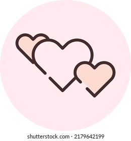 Three valentine hearts, illustration, vector on a white background.