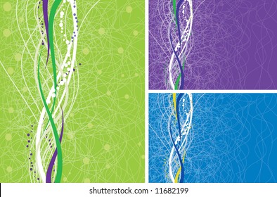 Drei Varianten abstrakter floraler Hintergrund. Vektorgrafik
