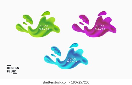 three variants of juice flavors. modern fluid design bundle design.