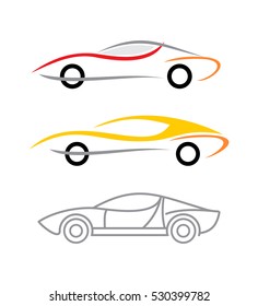 Three variants of modern car logo. Vector icons isolated on a white background.