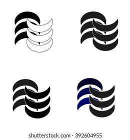 three variants of a monochrome sign plus one color version