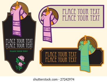 Three variants of a signboard of the designer of clothes or fashionable studio