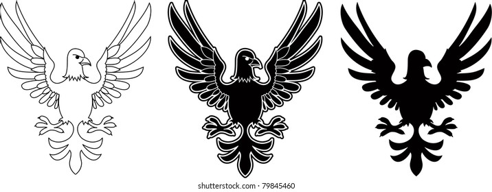 Three variants of vector eagle emblems