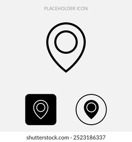 Three variations of map marker icons for navigation and location identification.