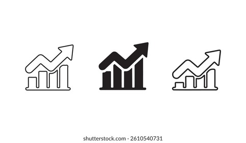 Three Variations of an Upward Trend Graph Icon