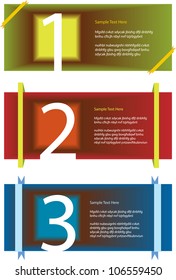 three various colorful vector backdrop designs with color ribbons, numbers and place for your text