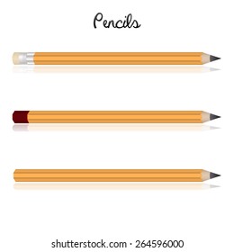 three various wooden vector pencils icons eps10