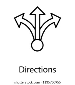 
Three variously directing arrows attached to a point showing an icon for direction
