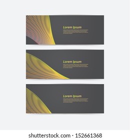 Three vector abstract banners with modern design element - outline flow. Element for website, presentation or poster. Editable thickness.