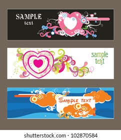 Three vector  backgrounds with hearts for design