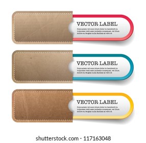 Three vector banners / stickers / badges in vintage cardboard paper pockets