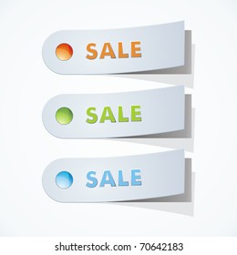 three Vector blank sales tags on white background. Vector illustration