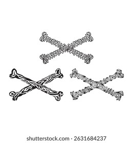 three vector bone designs with different motifs. suitable for elements, symbols, icons or backgrounds