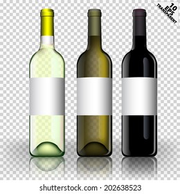 three vector bottle of wine transparent background 