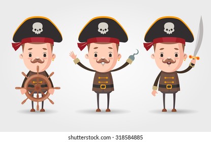 Three Vector Cartoon Pirates