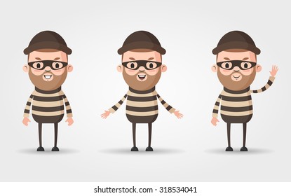 Three Vector Cartoon Thieves