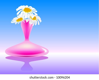 Three Vector Chamomiles in Vase