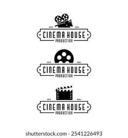 three vector cinema movie logos