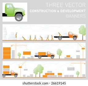Three vector construction and development banners
