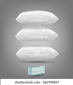 Three vector cushion falling on a gray background