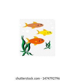 three vector fish swimming freely