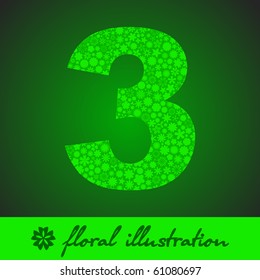 THREE. Vector floral illustration.