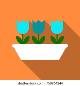 Three vector flowers tulips in the flowerpot