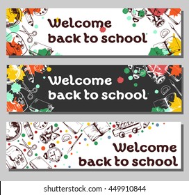 Three Vector Flyer Welcome Back School: Vetor Stock (livre De Direitos ...