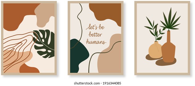 Three vector frames illustration. brown natural frames.