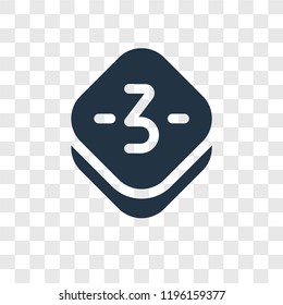 Three vector icon isolated on transparent background, Three transparency logo concept