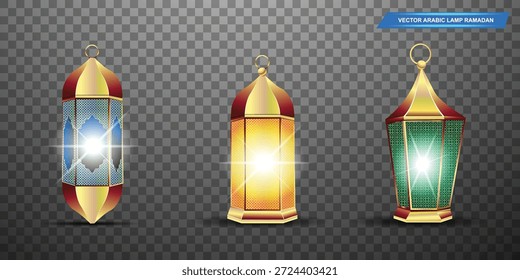 Three Vector Lamps Gold islamic lantern Ramadan Kareem Background