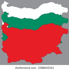 Three vector maps of Bulgaria in the colors of Bulgaria flag.