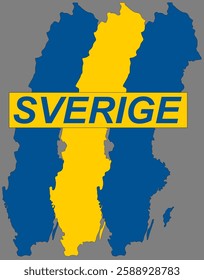 Three vector maps of Sweden in the colors of Sweden flag.