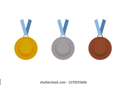 Three vector medals gold, silver and bronze