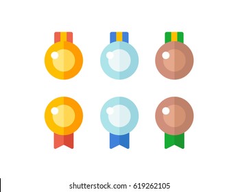 Three vector medals gold, silver and bronze