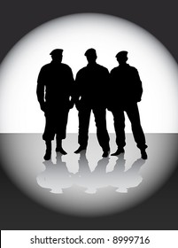 Three Vector Military Men Silhouettes