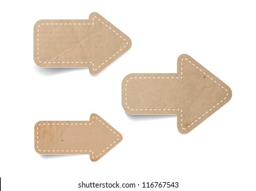 Three vector old paper textured arrows