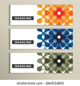 Three vector pattern abstract in banner design