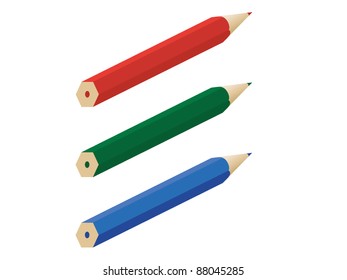 Three vector pencils with RGB colors