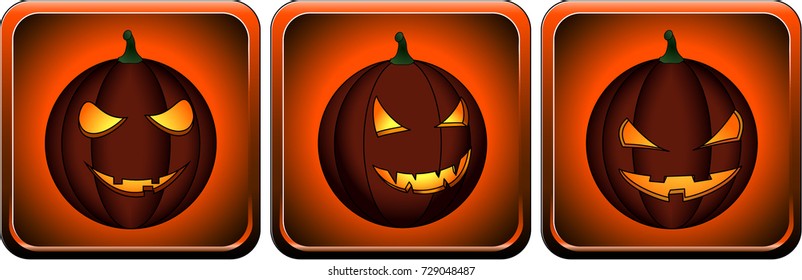 three vector pumpkin icon 
